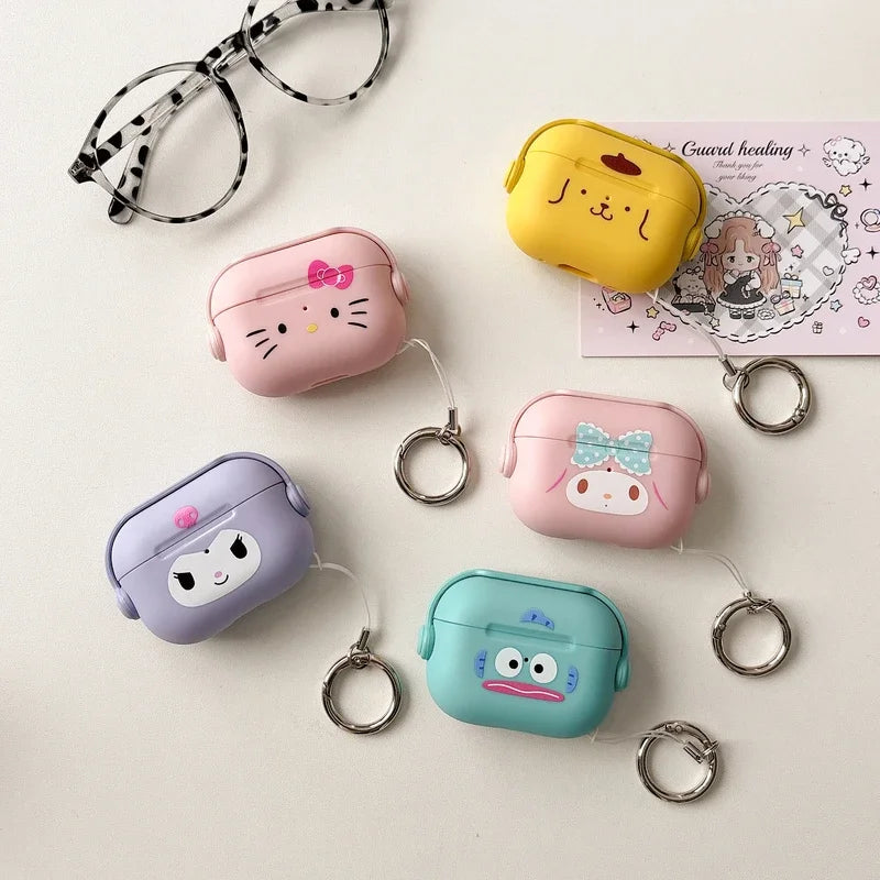 Cute Sanrio Hello Kitty Kuromi Melody Pom Pom Purin Earphone Case for Airpods 1 2 3 4 Pro 2 Wireless Headset Protective Cover