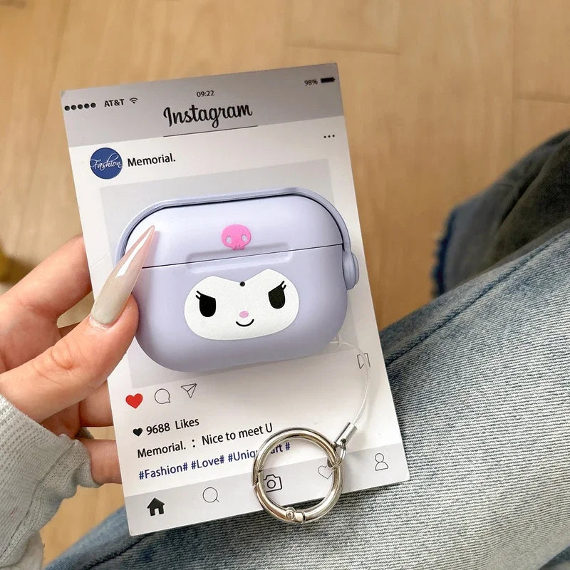 Cute Sanrio Hello Kitty Kuromi Melody Pom Pom Purin Earphone Case for Airpods 1 2 3 4 Pro 2 Wireless Headset Protective Cover