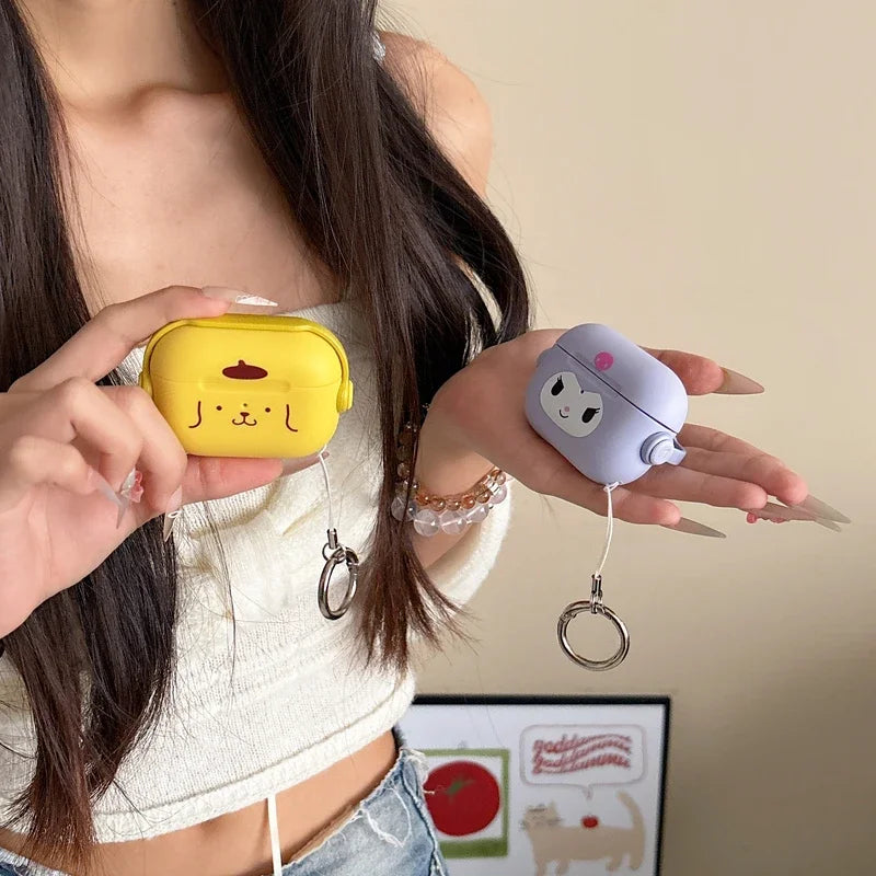 Cute Sanrio Hello Kitty Kuromi Melody Pom Pom Purin Earphone Case for Airpods 1 2 3 4 Pro 2 Wireless Headset Protective Cover